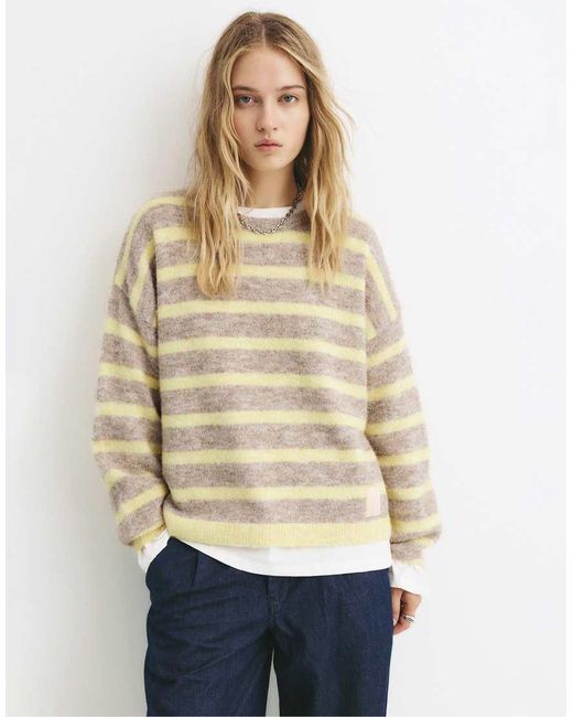 Pull&Bear Gestreepte Sweater in het Natural