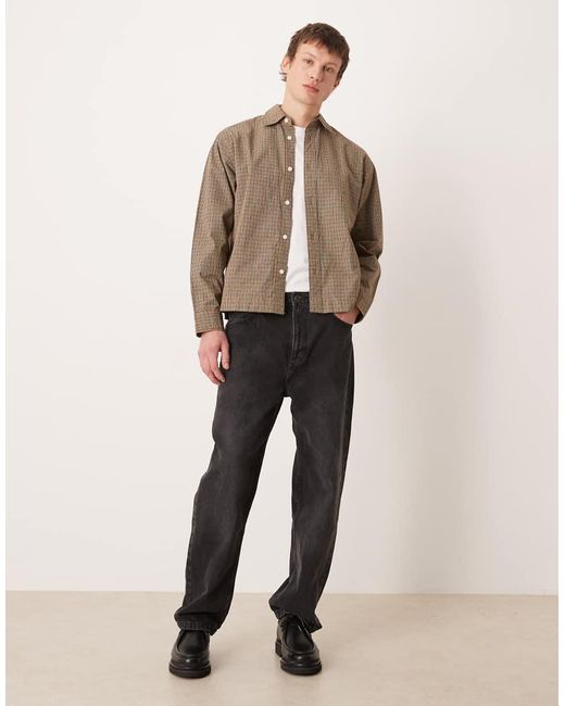 Camicia Oversize Squadrata A Quadri di SELECTED in Natural da Uomo