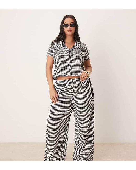 Pantalones A Cuadros Monocromáticos De Pernera Ancha De Asos Design Curve (Parte De Un Conjunto) ASOS de color Gray