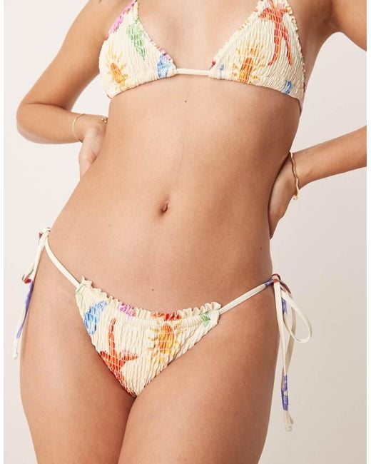 ASOS Brown May Shirred Tie Side Bikini Bottom