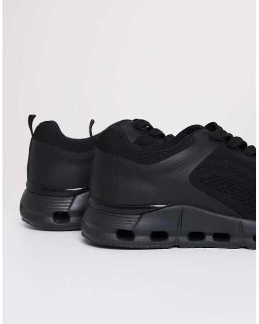 Threadbare Black Slip On Textured Trainers for men