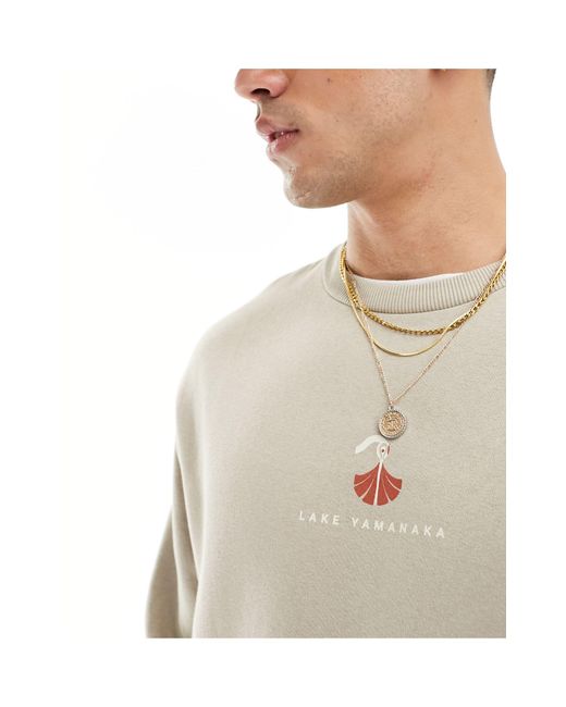 SELECTED White Crew Neck Sweat With Bird Back Print for men