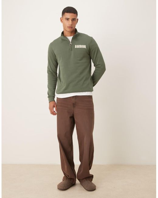 Barbour Green Cotes Half Zip Sweatshirt for men