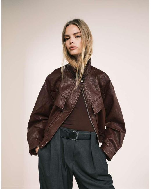 ASOS Elegante Broek Met Rechte Pijpen, Hoge Taille En Riem in het Natural