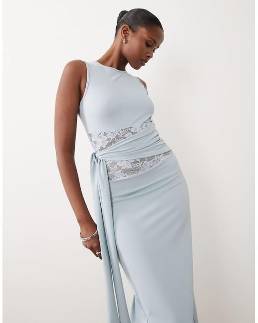 The Frolic White Exclusive Lace Insert Tie Detail Maxi Dress
