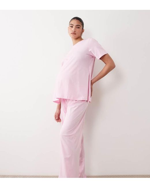 ASOS Pink Asos Design Maternity Mix & Match Cotton Pyjama Trouser