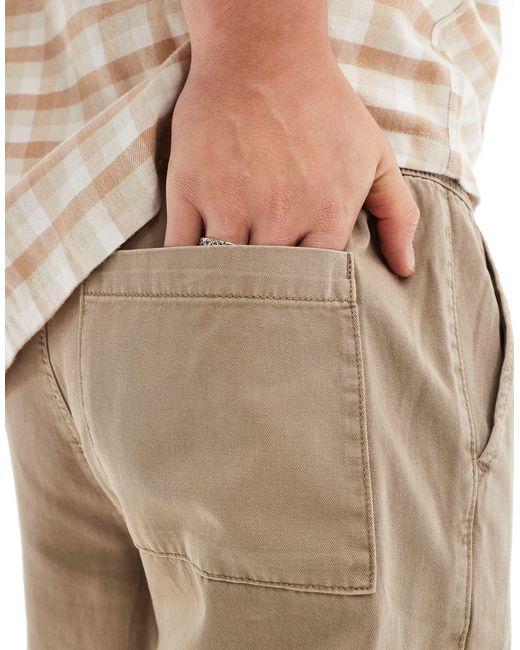 ASOS Natural Straight Leg Pull On Pants for men