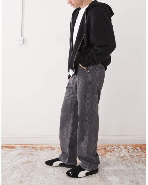 Vertere Berlin Black Snakebite Loose Fit Denim Jeans for men
