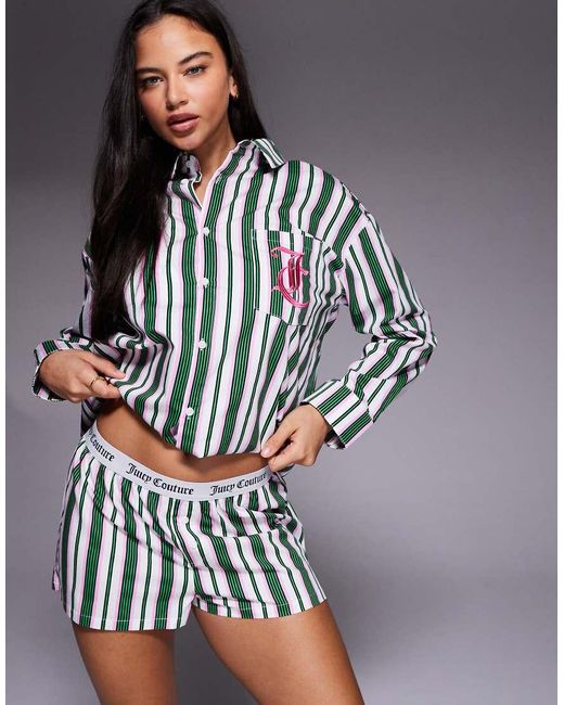 Juicy Couture Blue Co-Ord Logo Waistband Pyjama Boxer Shorts