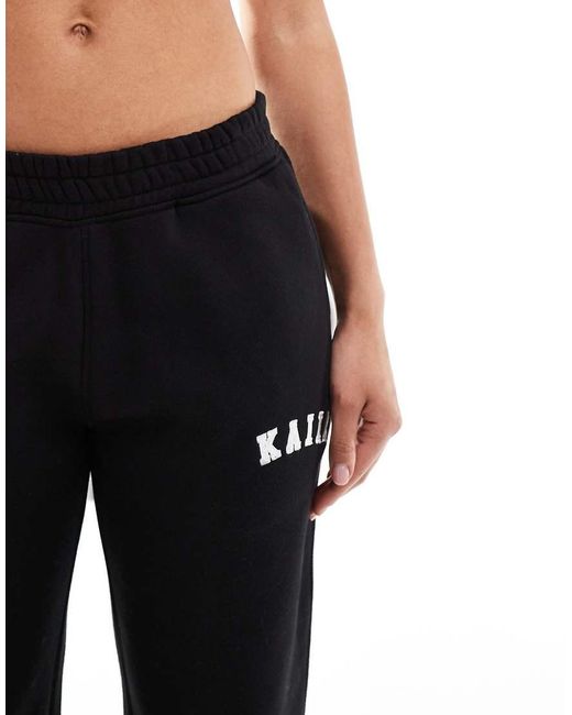 Kaiia Black Cotton Blend Wide Leg Sweatpants