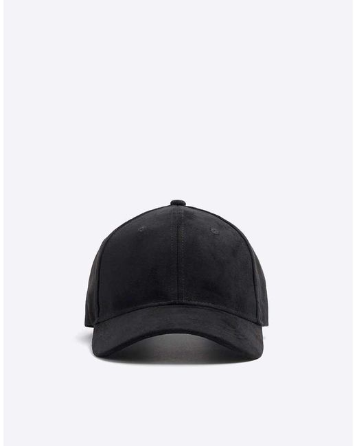 River Island Black Suedette Cap for men