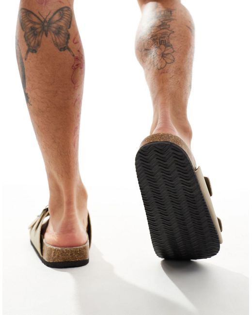 ASOS – sandalen aus wildlederimitat in Natural für Herren