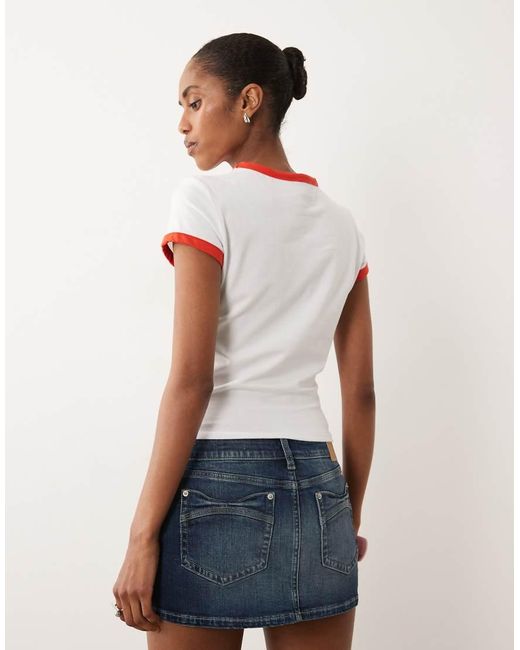 ASOS White Baby Tee Ringer With Hotel Graphic