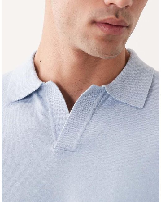 ASOS Blue Essential Relaxed Fine-knit Notch Polo for men