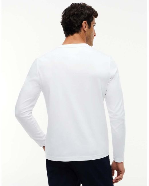 Tommy Hilfiger White Slim Interlock Knit Long Sleeve T-Shirt for men