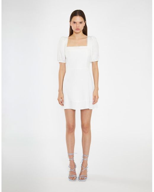 Glamorous White Square Neck Puff Sleeve Mini Dress