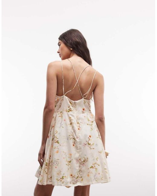 AllSaints Multicolor Claire Sleeveless Cowl Neck Gathered Floral Mini Dress