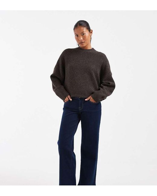 Only Petite Black Judy Low Rise Wide Leg Jeans