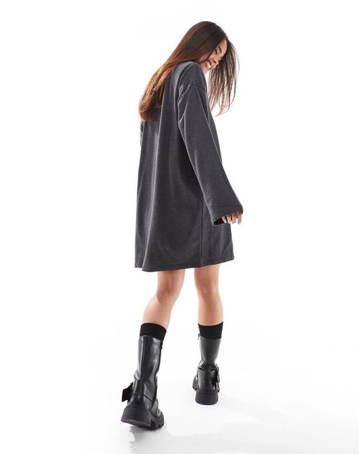 Vestido Corto Estilo Sudadera Con Media Cremallera De Pieces de color Black