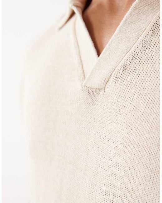 Mango Natural Cotton Mix Knitted Short Sleeve Revere Neck Poloshirt for men