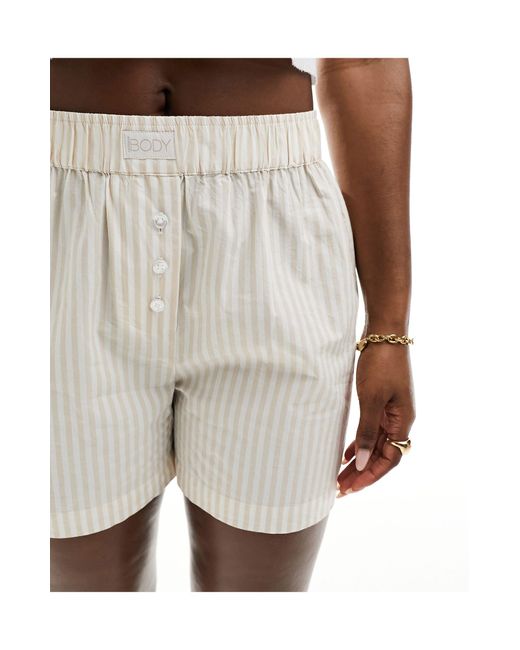 Cotton On Natural Cotton On Poplin Pajama Boxer Shorts