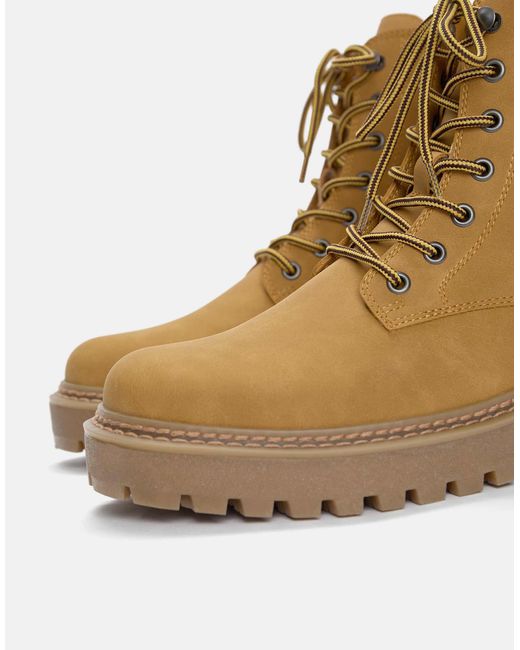 Pull&Bear – flache schnürstiefel in Brown für Herren