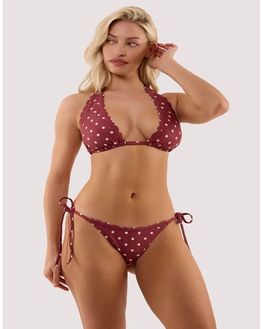 Peek & Beau Red Hazel Wine Spot Tie Side Bikini Brief
