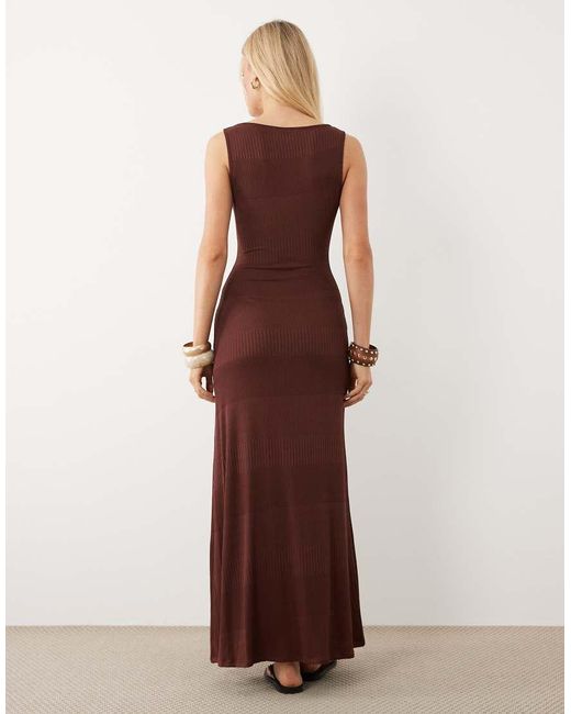 ASOS Brown Sleeveless Scoop Neck Maxi Dress