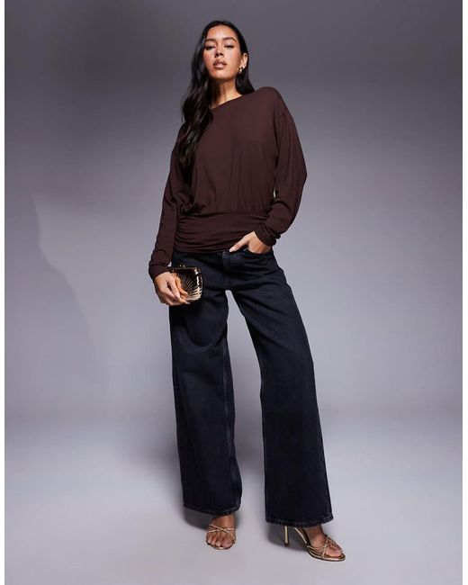 ASOS Purple Cinched Waist Batwing Top