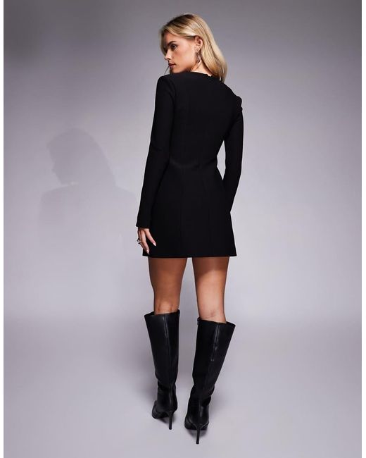 Forever New Black Long Sleeve Structured Mini Dress