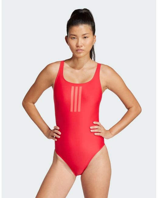 Adidas Originals Badpak Met 3-Stripes En V-Hals in het Red