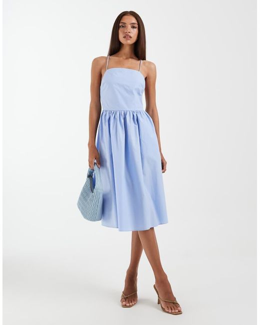 & Other Stories Blue Strappy Halterneck Midi Dress With Low Back