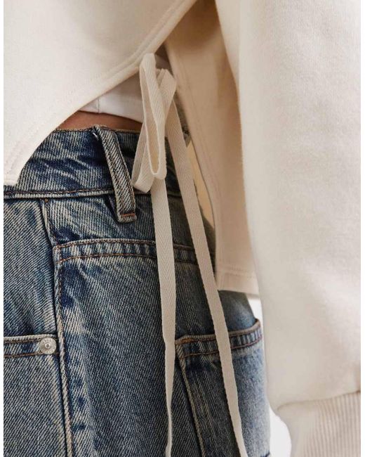 Miss Selfridge White Embroidered Tie Sides Sweatshirt