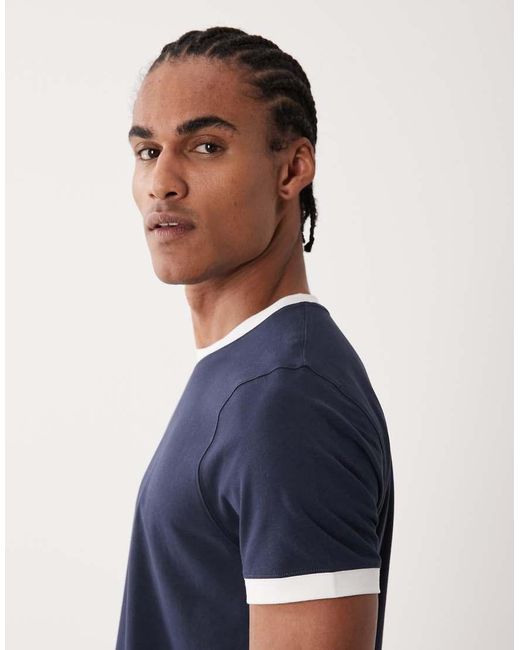 4505 Blue Shrunken Muscle Fit Cotton Baby Ringer Tee With Quick Dry Finish for men