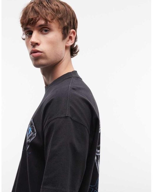 AllSaints Black Affix Short Sleeve Graphic Logo T-shirt With Back Print for men