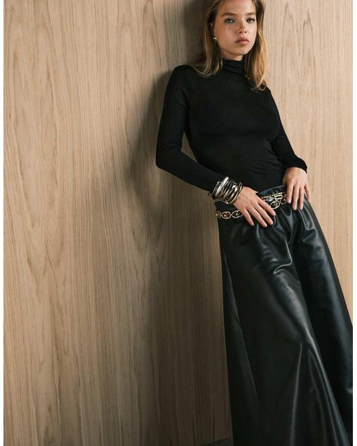 ASOS Black Full Circle Pu Skirt