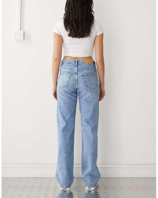 Noisy May Blue Yolanda Mid Rise Straight Leg Jeans