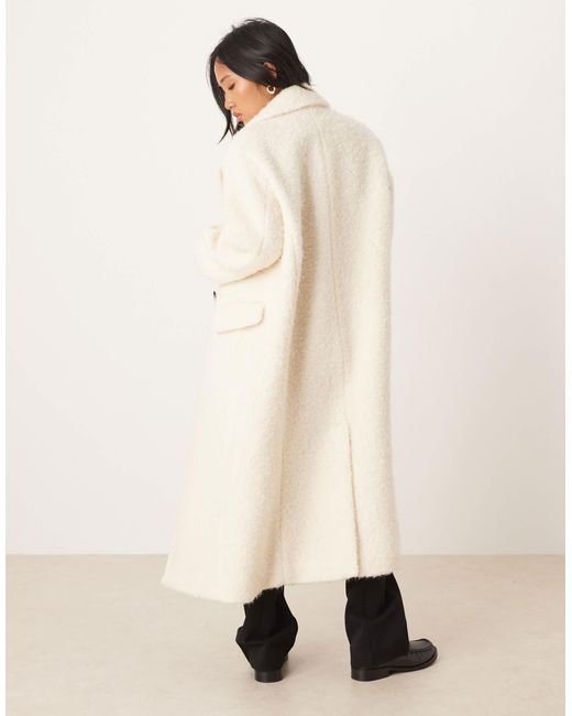 ASOS Natural Asos Design Petite Wool Rich Textured Oversized Dad Coat