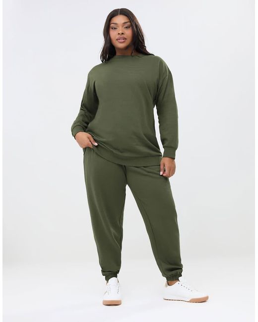 Yours Clothing Green Crew Neck Sweatshirt & Jogger Set