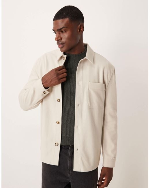 Mango Natural Wool Look Textured Overshirt for men