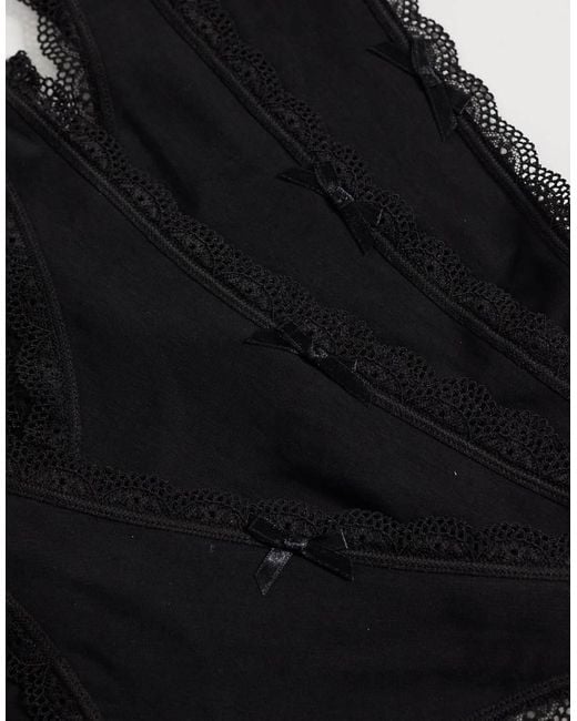 DORINA Black Essentials Cotton 5 Pack Thongs