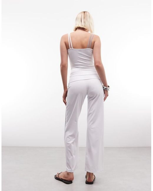 Collusion White Low Rise Flared Track Pant Co-ord