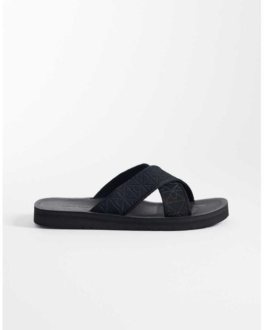 Calvin Klein Blue Essential Cross Sandals for men