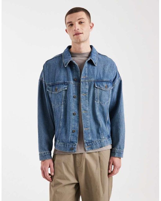 ASOS Blue Oversized Trucker Denim Jacket for men