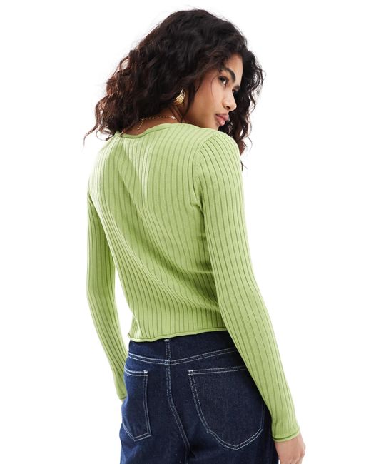 ONLY Green Tie Front Knitted Cardigan