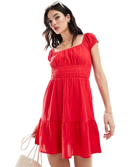 Rhythm Red Raya Cap Sleeve Beach Mini Dress