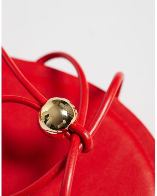 Glamorous Red Flat Sandals With Gold Detail