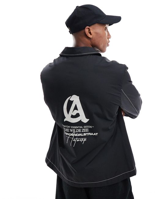 ASOS Blue Lightweight Harrington Jacket With Back Print for men