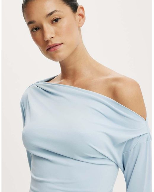 Cotton On Blue Georgie Off Shoulder Long Sleeve