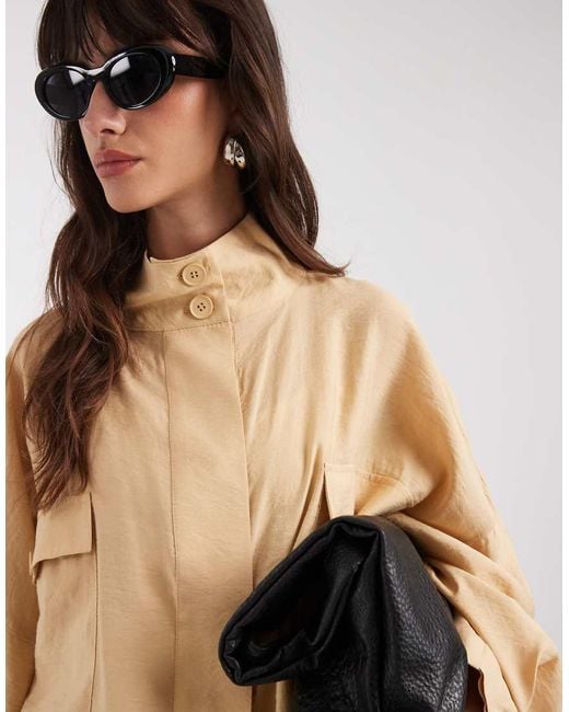 ASOS Natural Modal Blend Utility Funnel Neck Bubble Shacket